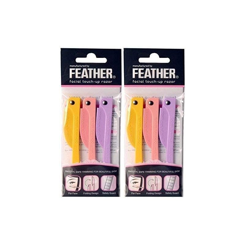 Feather Flamingo Facial Touch-up Razor (3 Razors X 2 Pack)
