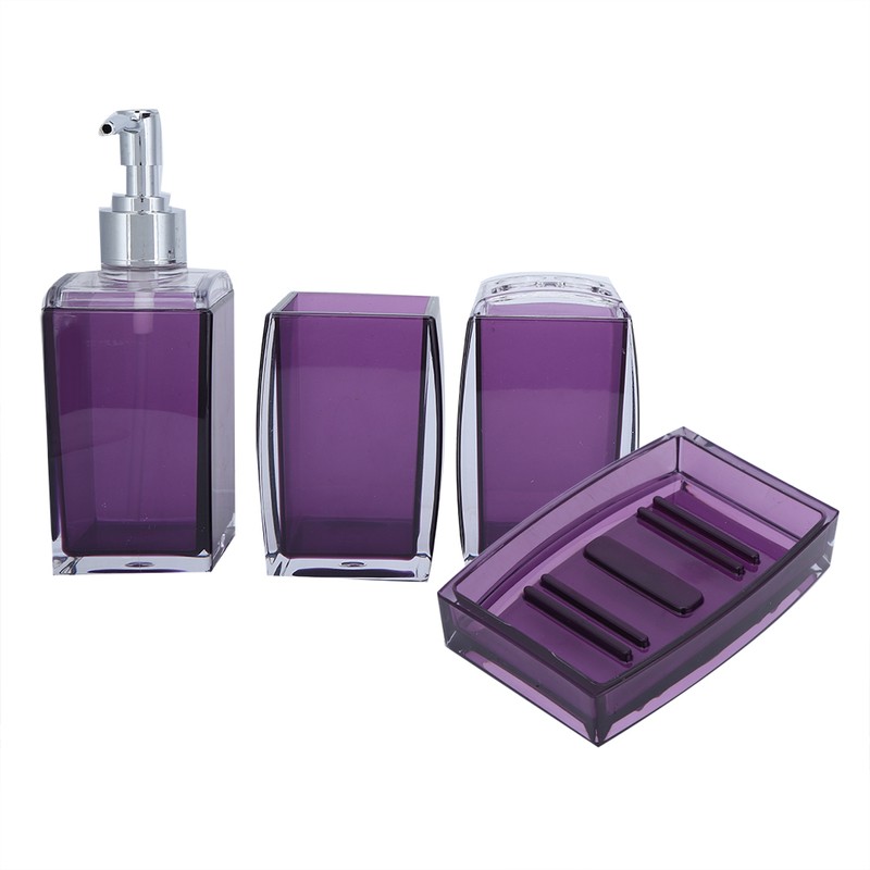 4Pcs/Set Acrylic Bathroom Accessory Set Toothbrush Soap Dish Holder for