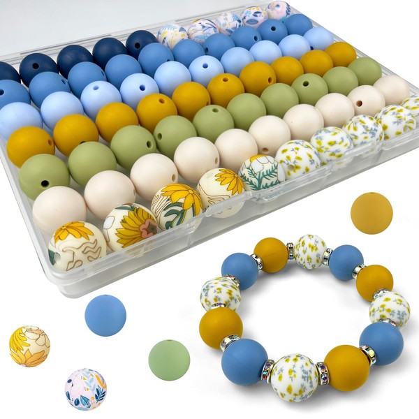 70pcs 15mm Silicone Beads,Bulk Rubber Beads for Keychain Making,Beads for