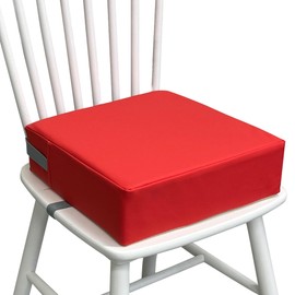 Eiury Toddler Booster Seat for Dining Table, 2 Elastic Seat Belts, Anti Scratch PU Skin-Friendly, Waterproof, Anti-Wrinkle, Detachable Non-Slip Bottom - Red