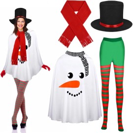 matiniy 4 Pcs Christmas Snowman Shawl Costume Kit Fake Carrot Nose Shawl Red Scarf Black