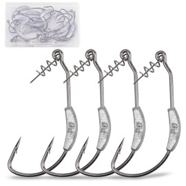 Pack of 20 Fishing Hooks with Weights Swimbait Jig Hooks with Twistlock Centring Pin, Soft Plastic Worm Fishing Hooks for Saltwater Freshwater (2/0-20pcs)
