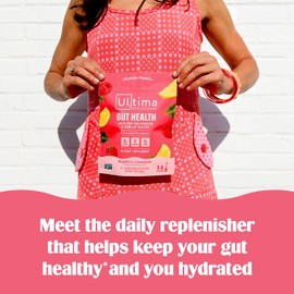 Ultima Replenisher Gut Health Supplement and Electrolytes Powder - Raspberry Lemonade, 14 Stickpacks - Hydration Packets with Added Gut Health Benefits