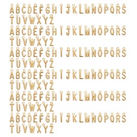 sourcing map A-Z Letter Charm, 6Set/156pcs Alphabet Pendants Initial Letter Charm Set for DIY Bracelet Necklace Pendants Earring Jewelry, K Gold