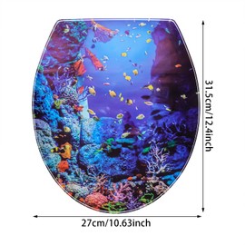 Honbay 3D Toilet Seat Stickers Decals, Waterproof and Removable (Sea World)