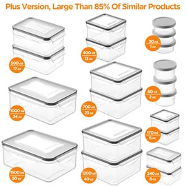 HOMETALL 40 PCS Food Storage Containers with Lids Airtight, 100% Leakproof Plastic Meal-Prep Containers Reusable(20 Containers & 20 Lids),Microwave and Dishwasher Safe, Includes Labels & Pen