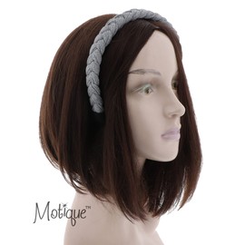 Motique Accessories 1/2 Inch Plait Braided Hard Headband Hair Bands (Light Grey Knit)