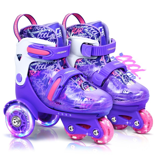 Toddler Roller Skates with Cool Dino Script Design, Kids Training
