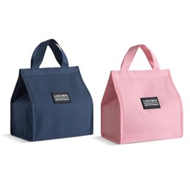 Pack of 2 Children's Lunch Bag, School Lunch Box, Portable Insulated Lunch Box Bag, Pink/Blue Lunch Bag, Reusable Lunch Bag