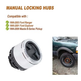 Manual Wheel Locking Hub Compatible with Ford Ranger, Explorer, Mazda B-Series Pickup 1998-2009 Axle Locking Hub Kit 27 Spline Internal Mount 15001.70 F87Z-3B396-BA (1 Pair)