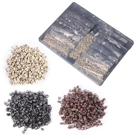 Micro Link Rings for Hair Extensions,Silicone Beads,Black/Brown/Light Blonde 1500 PCs 5mm Links for All Hair Colors(500 Each)