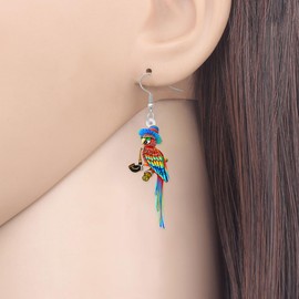 BAMAY Acrylic Scarlet Macaw Parrot Earrings Dangle Jewellery Hawaiian Bird Earrings for Women Girls Anime Summer Gifts, Acrylic, No Gemstone