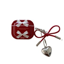 GULVQYF Headphone Case for Airpods 4 with Kaychain, Stylish Bow Pattern Shockproof Soft Earbuds Cover for Women/Girls (A)