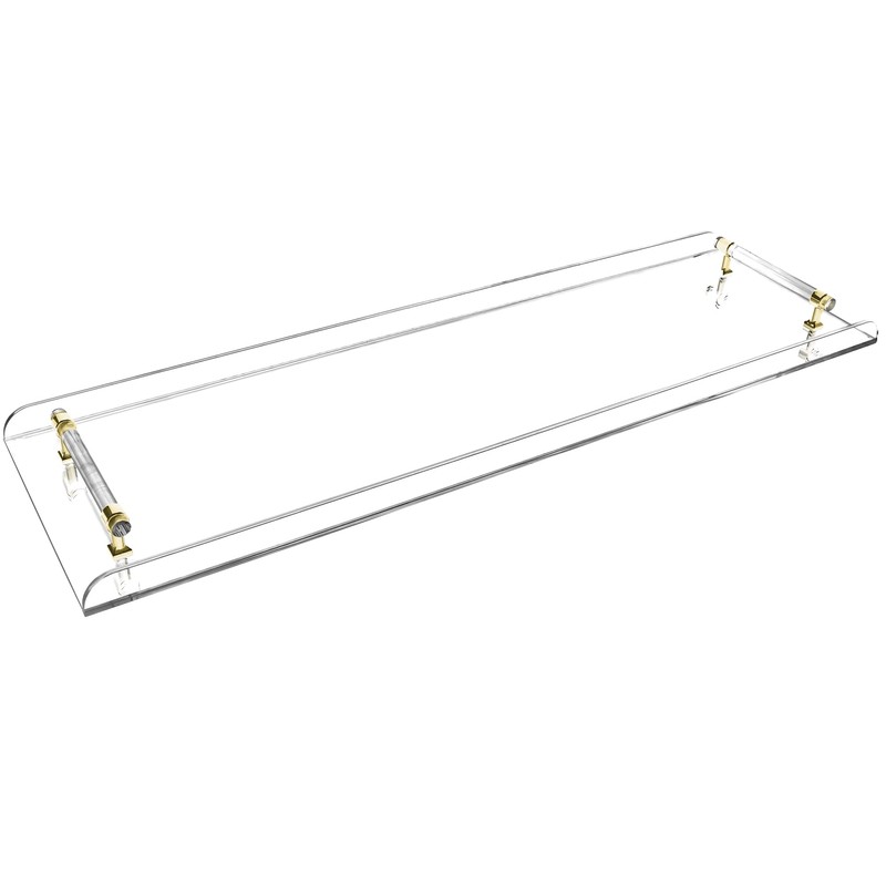 Clear Acrylic Bathtub Caddy Tray with Gold Handles for Luxury
