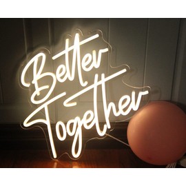 DAKABUKA Better Together Warm White LED Neon Wedding Signs for Bridal Showers, Wall Decoration, Engagement, Anniversary Party, with Dimmable Switch, 5V, USB Powered (13 x 11.8 inches)