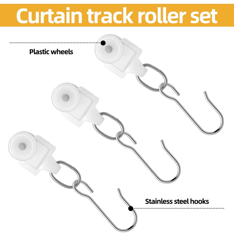Marsui 20 Sets Curtain Track Roller Hooks Dual Wheel Roller