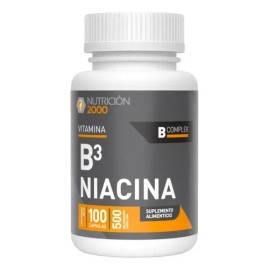 Vitamina B3 Niacina 100 Tabletas 500 Mg Nutricion 2000 Sabor Sin Sabor                                                                                