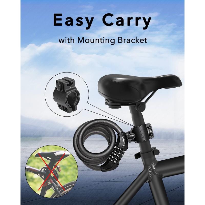 KEYSTP Bike Lock Cable, Up to 15mm Thicker Steel Cable,