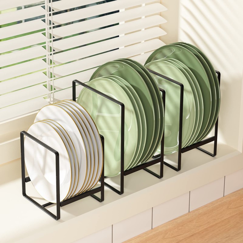 Hikinlichi 2 Pack Plate Holders Organizers Upright Cabinet Dish Drying