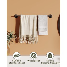 WZKALY Towel Bar 24inch, Stainless Steel Bathroom Towel Rack Wall Mounted, Heavy Duty Towel Rod, Towel Holders for Bathroom, Kitchen (Oil Rubbed Bronze)