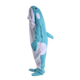 FunnyCos Whale Sleeping Bag One-Piece Pajamas Wearable Blanket Animal Cosplay Costume Unisex Novelty Loungewear Sleepwear Sky Blue,L