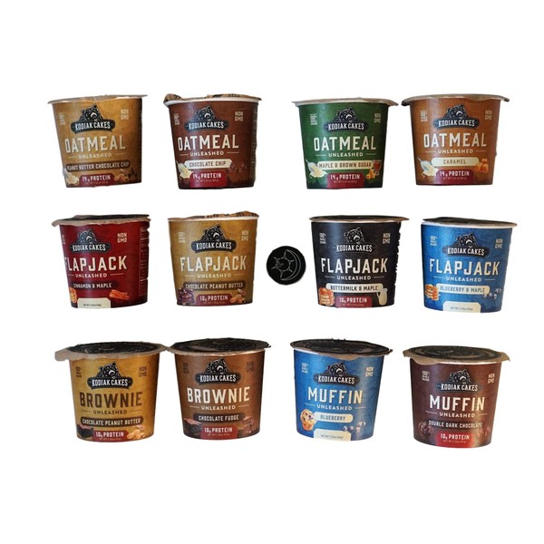 Kodiak Cakes On The Go Cups -Variety Pack 12 Different Cups - Try Them All - Plus Unique Magnet
