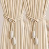 Elovara 2 Pack Cotton Rope Tie Backs, Flower Buckle Drill