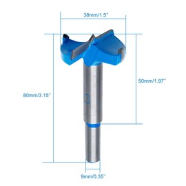 Qjaiune 1-1/2 Inch / 38mm Forstner Drill Bit, 1.5 Inch Boring Bit Cutter Tungsten Carbide Wood Hole Saw Auger Opener, Woodworking Hole Opener Hinge Hole Cutter for Wood, Plastic, Plywood