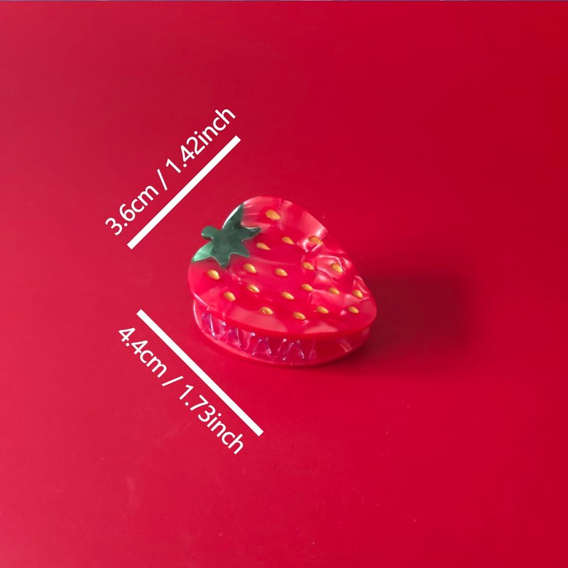 Strawberry Claw Clips,Cellulose Acetate Hair Clips,Small Claw Clips for Women