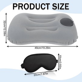Inflatable Pillow, Neck Pillow Aeroplane, Beach Camping Travel Pillow, Air Pillow, Velour Pillow, Comfortable Travel Pillow, Car for Breathable, with Eye Mask (A)