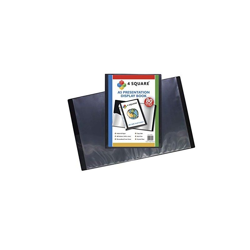 A5 Display Book - 80 Pockets (160 Sides) Black Presentation