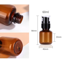QUUPY 2PCS 60ML/2OZ Amber Plastic Lotion Pump Bottles Refillable Makeup Cosmetic Dispenser with Black Pump for Cream Shampoo Essential Oil