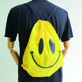 Ultra-Affordable Beach Smile Drawstring Backpack / Waterproof Swim Bag (Bulk Order) Smile Blue 4ea