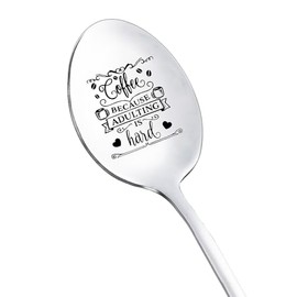 Christmas Valentines Day Gifts for Him Her Boyfriend Girlfriend Coffee Because Adulting is Hard Spoon for Husband Wife Funny Coffee Gifts Spoons for BF GF Engraved Coffee Spoon