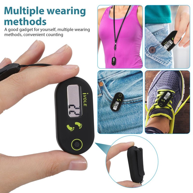 Kisangel Clip on Step Counter for Walking, Mini 3D Pedometer,