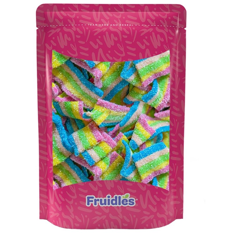 Fruidles Sour Rainbow Belts Bites, Multicolored Gummy Candy, Fat-Free (Half-Pound)
