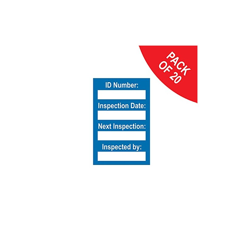 Harness Inspection Safety Tag Pack of 20 Blue Polypropylene 31mm