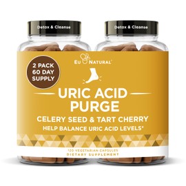 Purge! Uric Acid Flush – Eat & Drink What You Want – Detox and Cleanse with Celery Seed Extract, Tart Cherry & Chanca Piedra for Effective Joint Support & Active Mobility – 120 Soft Vegan Capsules
