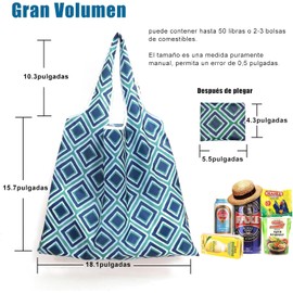 6 PiezasBolsas Plegables Reutilizables, Bolsas de Comestibles, Bolsa De Compra Ecológico, Alta Capacidad, Bolsas de Supermercado para Frutas,Verduras y Despensa Paquete de Compra