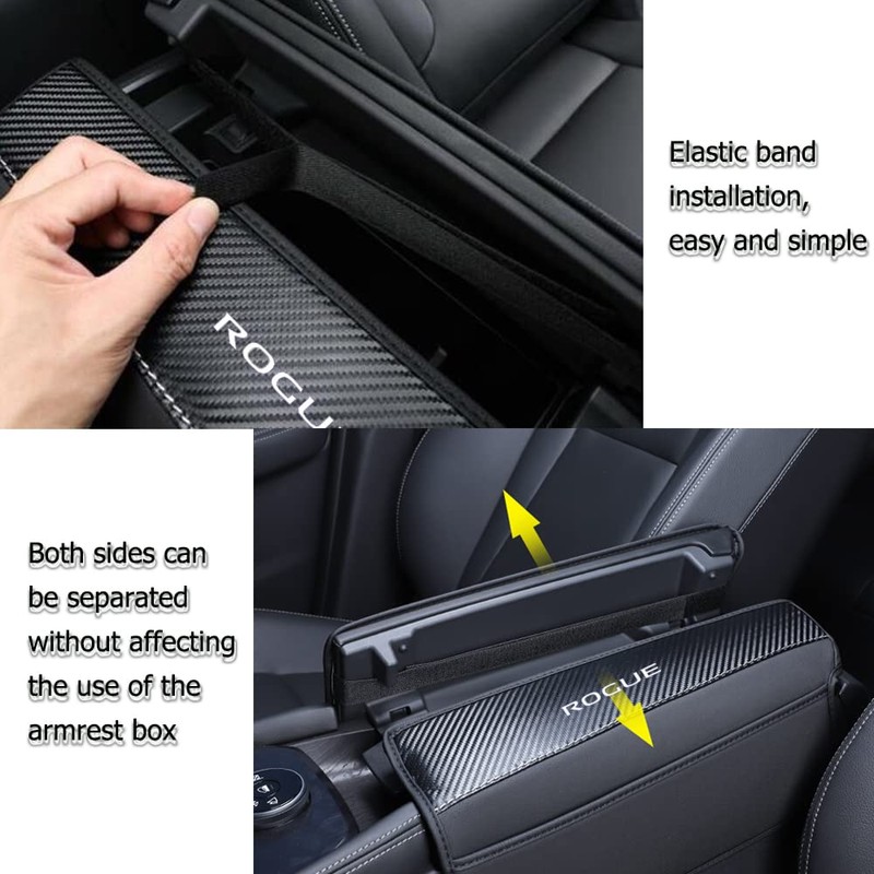 XITER 1PC Leather Center Console Armrest Cover with Side Pockets