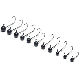Nako 200% Sensitive Tungsten Ball Jig Heads - No Chip Black - Tungsten Fishing Jig Heads (1/4 oz - #3/0 Hook - 5 Pack) - Crappie Jig Heads