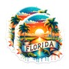 (2 Pack) Florida State Stickers - Sunset Palm Trees -