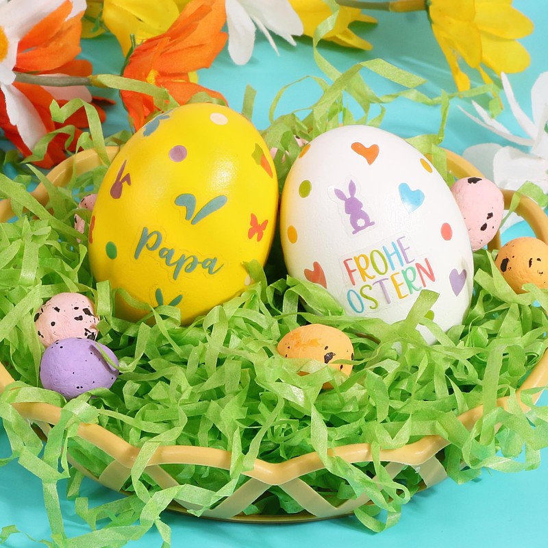 BOOMTOP 6 Sheets Easter Eggs Stickers Tattoos Egg Colours Easter