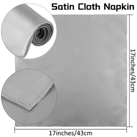 ANECO 12 Pieces Satin Napkins Soft Dinner Napkins Square Table Napkins 17 x 17 Inches for Restaurant Weddings Party Dinner Decoration (Grey)
