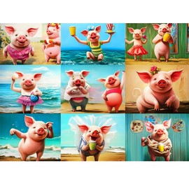 300 Piece Puzzle for Adults,Cute Pig Jigsaw Puzzle 300 Pieces Animals Lover Puzzles for Kids Adult Senior Premium Cardboard Puzzle for Relaxation Tabletop Family Activity Game Night Gifts