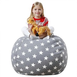 Bag Toy Storage, Bean Bag Seat Cushion, Soft, Toy Storage Bag, Plush Bean Bag Cushion, Comfortable, Durable, Toy Storage Bag for Reading and Storing Toys (18in, Star Grey)