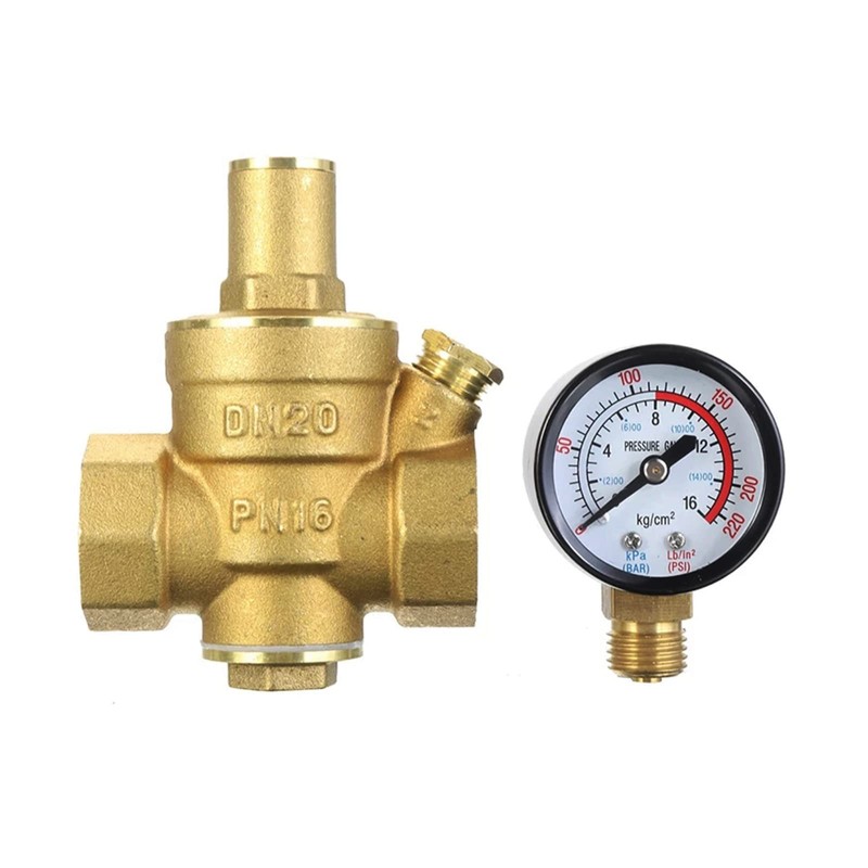 Brass Pressure Regulator Pressure Regulator + Pressure Gauge, Adjustable Pressure