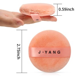 J.YANG 3" Color Powder Puff Washable Large Body Powder Puff Velour Body Powder Puff Soft & Furry 6PCS (Orange)