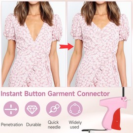 ANTAND Fine Stitch Gun Stitchy Quick Clothing Fixer for Clothes,Micro Tagging Gun for Clothing with 6 Fine Needles & 1000 Pcs Fasteners,Mini Speedy Sticky Sewing Gun Hemming Tool (Pink)