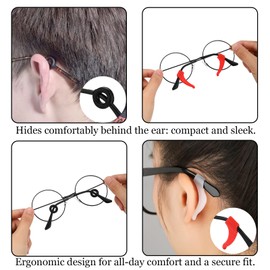 LORACOXS 24 Pairs Eye Glasses Ear Grippers, Silicone Anti-slip Glasses Grip, Multicolored Ear Hooks, Eyeglasses Holder Eyewear Retainer